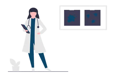 Female healthcare professional with medical charts